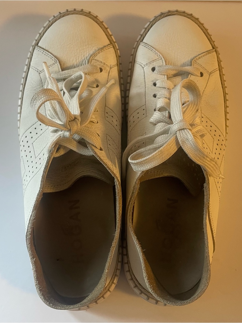 Hogan White Pebbled Leather Espadrille Platform Sneakers Men’s 6 / Women’s 7.5-8 - Picture 5 of 11